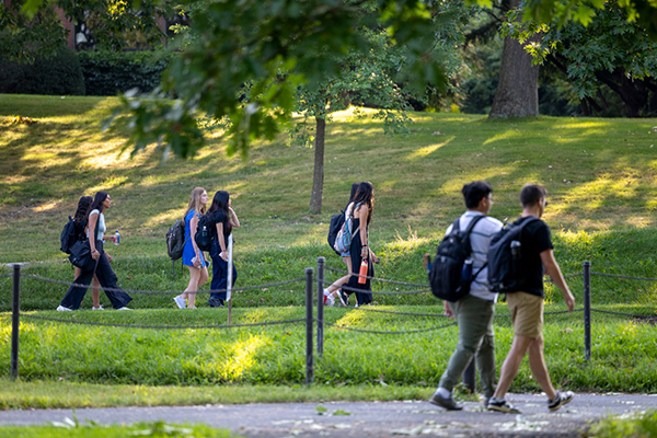 Students walking near Day Hall