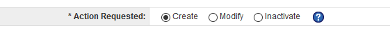 Select first Action Requested option for "Create"