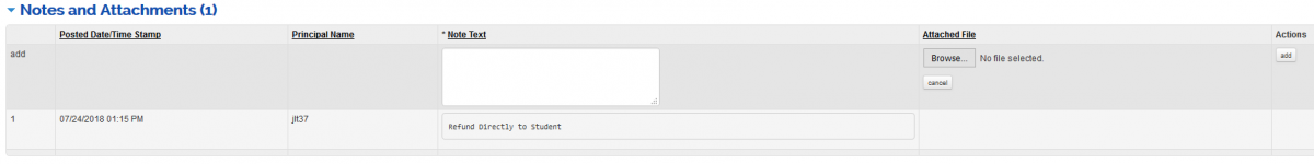 Enter explanation of fund purposes in the box for note text in the third column